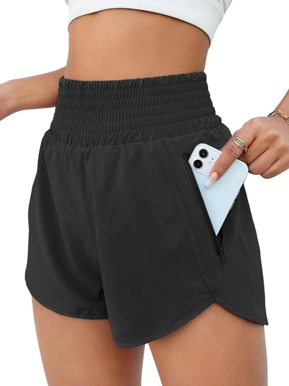 Women's Athletic Shorts High Waisted Running Short Pocket 2.5" Sporty Shorts Gym